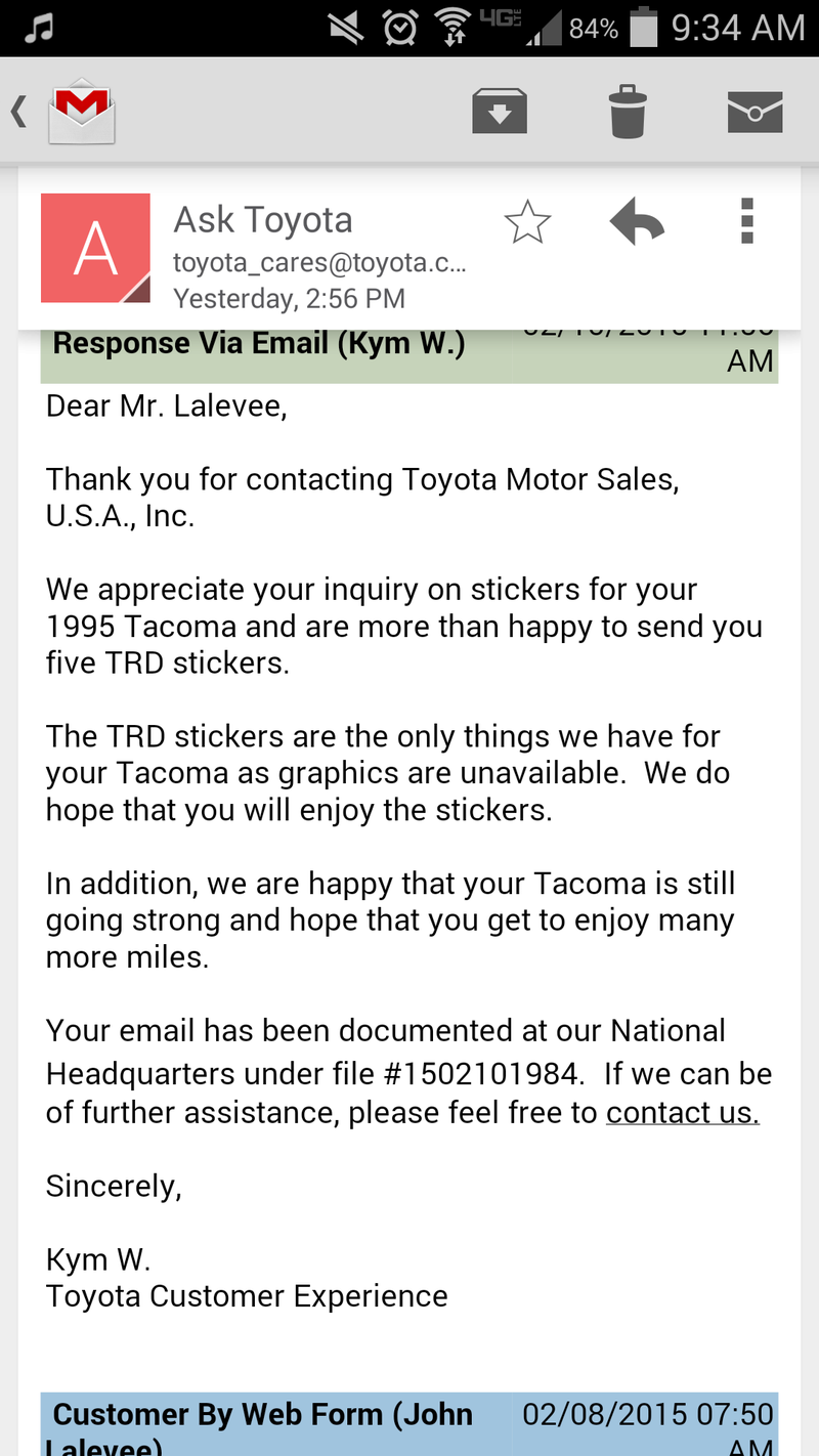 Illustration for article titled Emailed Toyota
